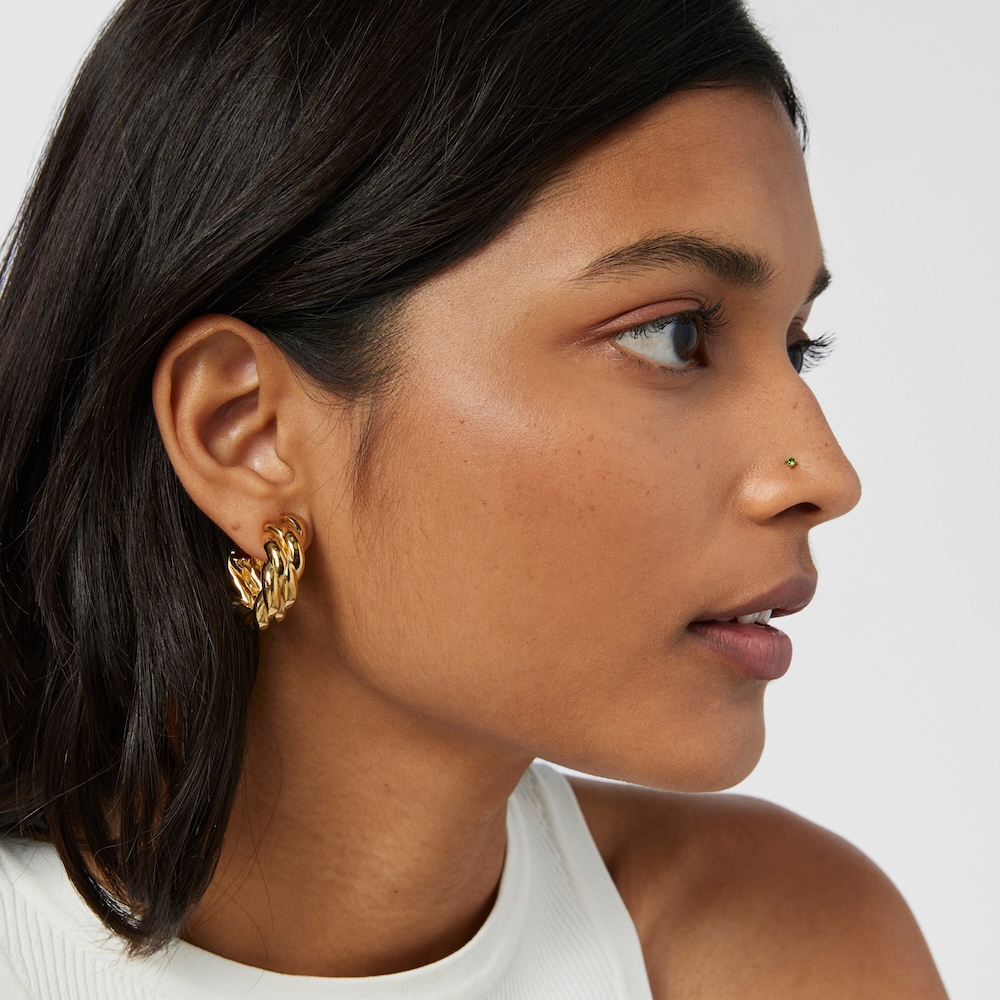 Gold-colored IP steel TOUS St Tropez Steel Nose piercing with chrome diopside