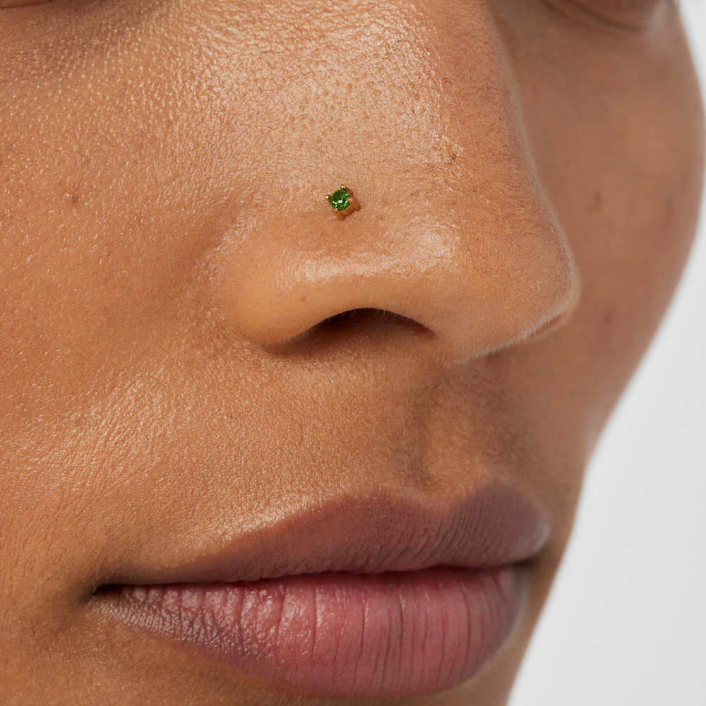 Gold-colored IP steel TOUS St Tropez Steel Nose piercing with chrome diopside