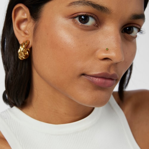 Piercing de nas d'acer IP daurat i cromodi&ograve;psid TOUS St. Tropez Steel