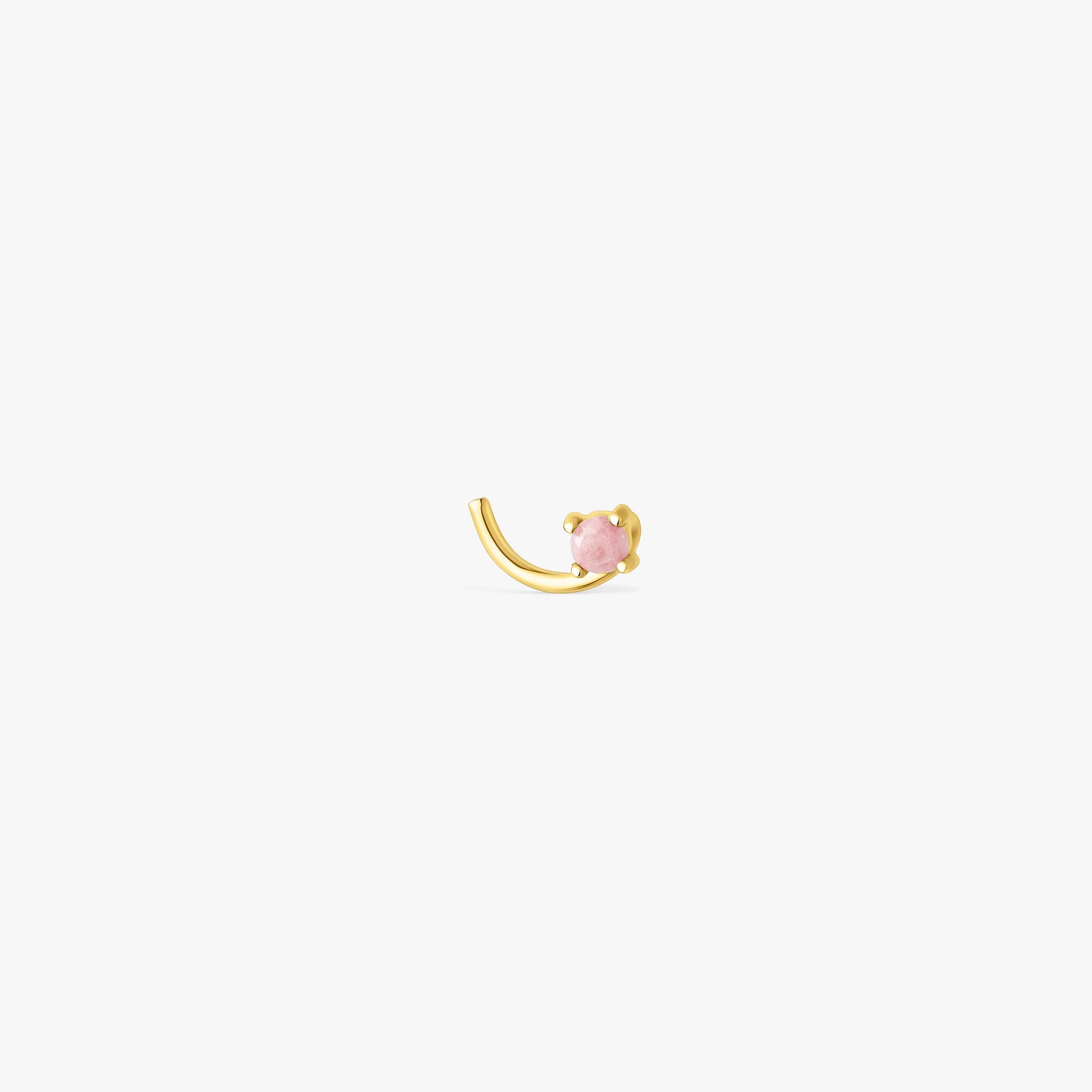 Gold-colored IP steel TOUS Beach Steel Nose piercing with rhodonite