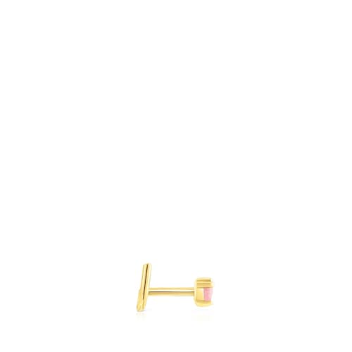 Gold-colored IP steel TOUS St Tropez Steel Nose piercing with rhodonite