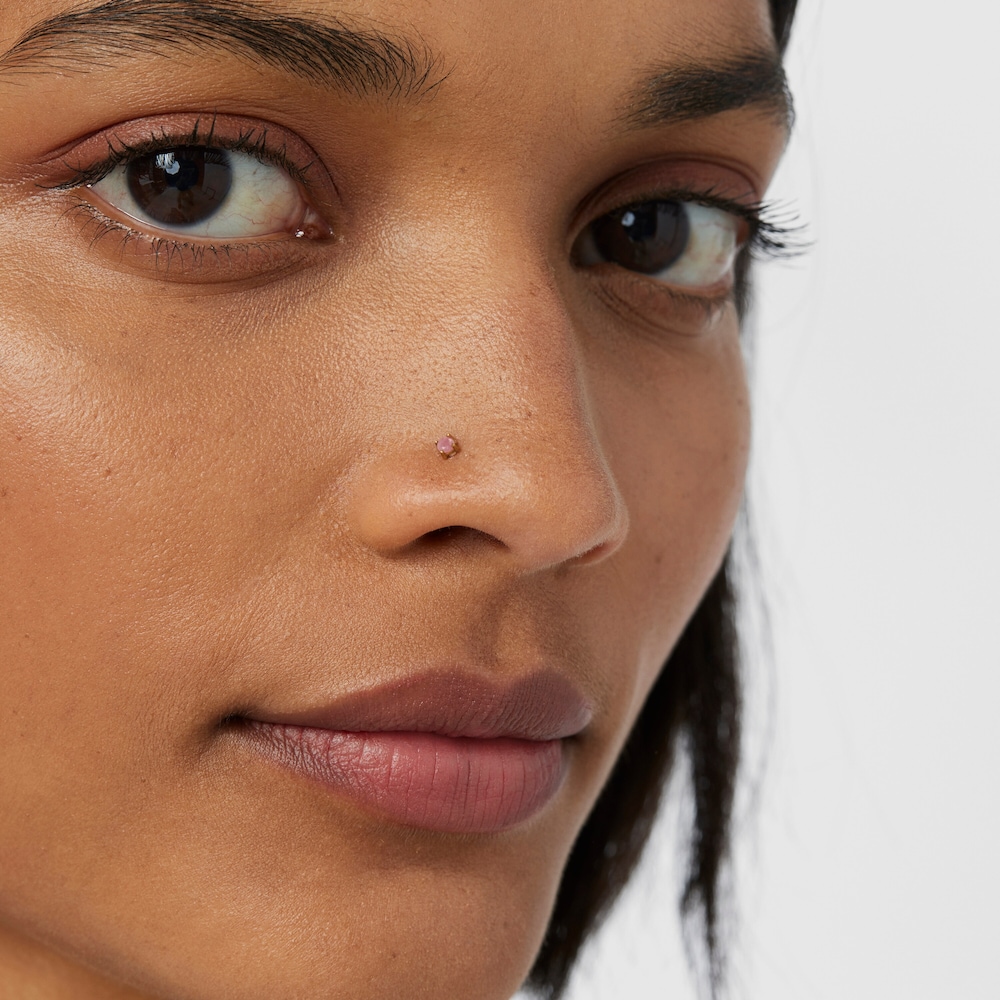 Piercing de nariz de acero IP dorado y amatista TOUS Beach Steel