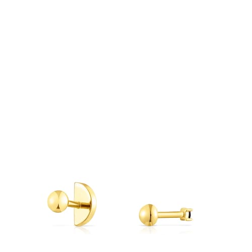 Gold-colored IP steel TOUS St Tropez Steel Piercing set with amethyst and enamel