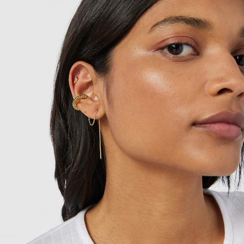 Gold-colored IP steel TOUS St Tropez Steel Piercing set with amethyst and enamel