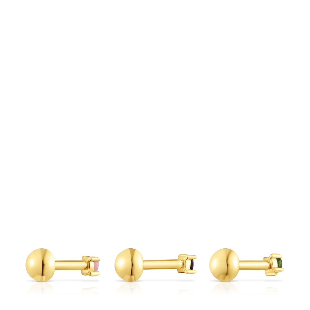 Pack de piercings de acero IP dorado con gemas TOUS St. Tropez Steel image number 2