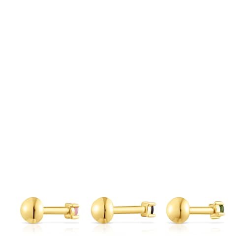 Pack de piercings TOUS Beach Steel em a&ccedil;o IP dourado, ametista, cromodi&oacute;psido e rodolita