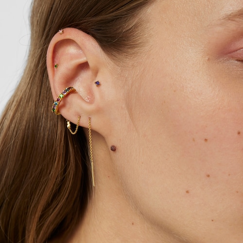 Pack de piercings TOUS Beach Steel em a&ccedil;o IP dourado, ametista, cromodi&oacute;psido e rodolita