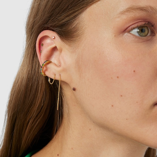 Pack de piercings TOUS Beach Steel em a&ccedil;o IP dourado, ametista, cromodi&oacute;psido e rodolita