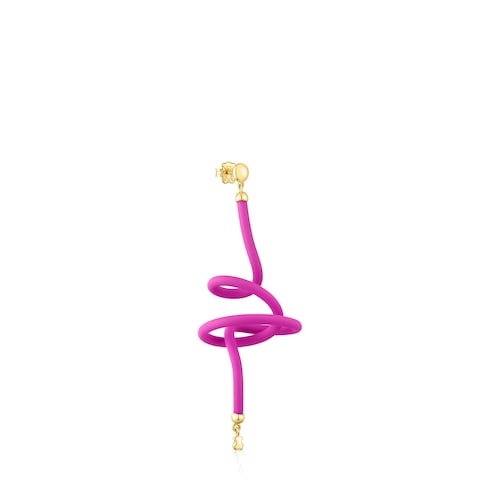 Pink bear spiral and silver vermeil TOUS St Tropez Caucho 1-2 Earring