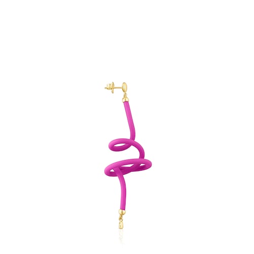 Pink bear spiral and silver vermeil TOUS St Tropez Caucho 1-2 Earring