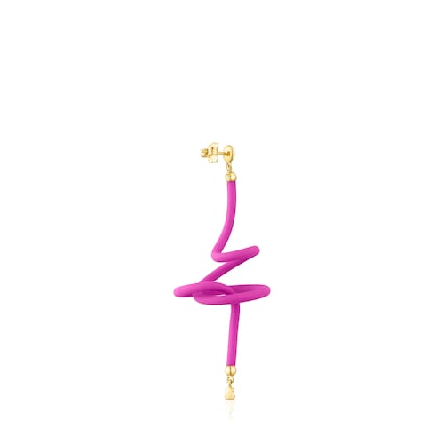 Pink bear spiral and silver vermeil TOUS St Tropez Caucho 1-2 Earring