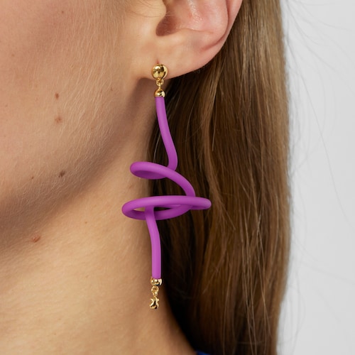 Pink bear spiral and silver vermeil TOUS St Tropez Caucho 1-2 Earring