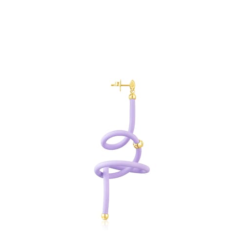 Lilac spiral and silver vermeil TOUS Beach Caucho 1/2 Earring