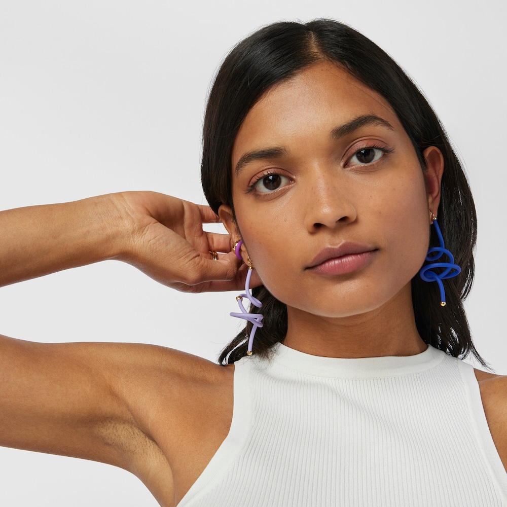 Lilac spiral and silver vermeil TOUS St Tropez Caucho 1-2 Earring