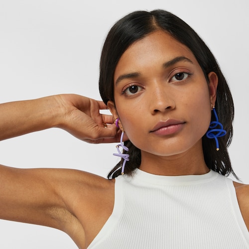 Lilac spiral and silver vermeil TOUS Beach Caucho 1/2 Earring