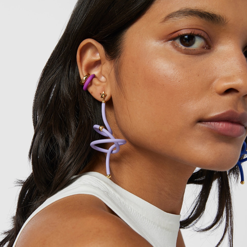 Lilac spiral and silver vermeil TOUS St Tropez Caucho 1-2 Earring