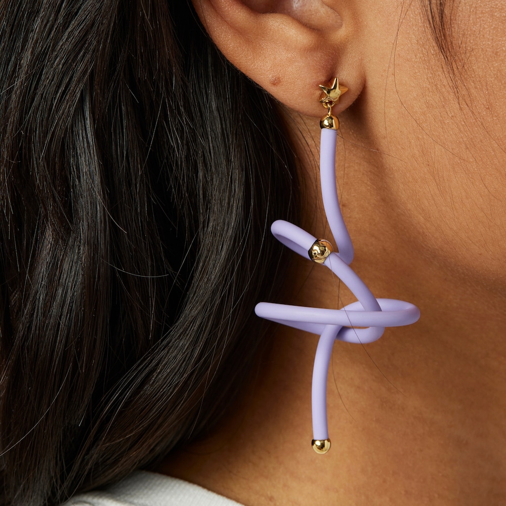 Lilac spiral and silver vermeil TOUS St Tropez Caucho 1-2 Earring