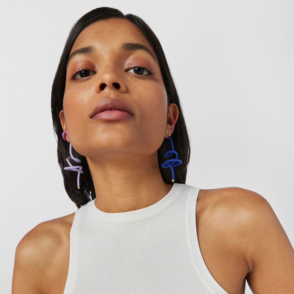 Lilac spiral and silver vermeil TOUS St Tropez Caucho 1-2 Earring