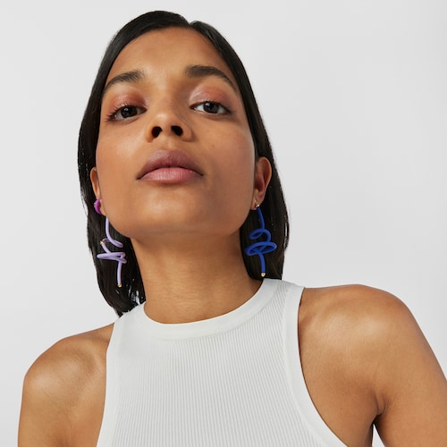 Lilac spiral and silver vermeil TOUS Beach Caucho 1/2 Earring