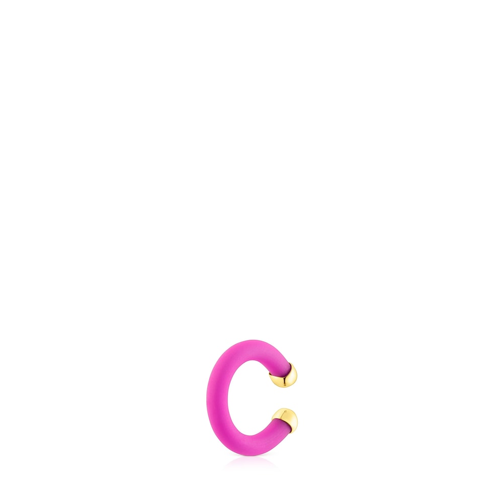 Earcuff de color rosa con baño de oro 18 kt sobre plata TOUS St Tropez Caucho image number 3
