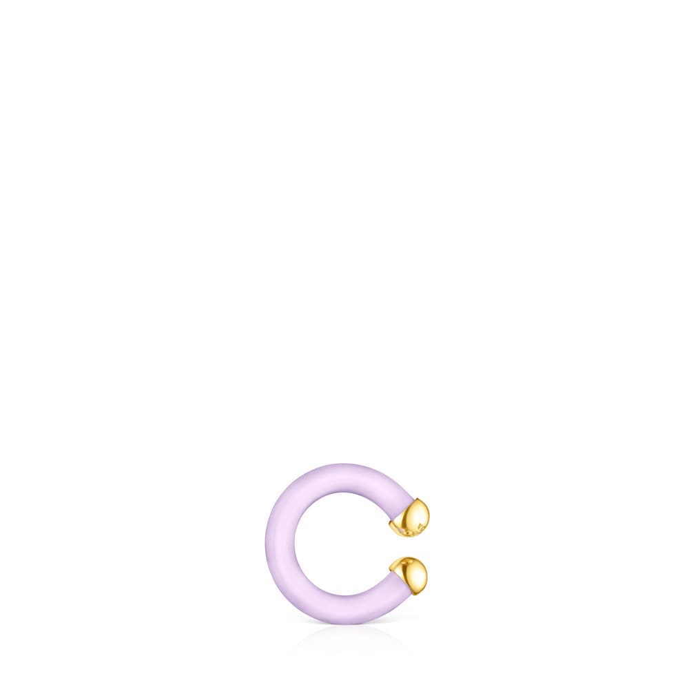 Earcuff de color lila con baño de oro 18 kt sobre plata TOUS St Tropez Caucho image number 2