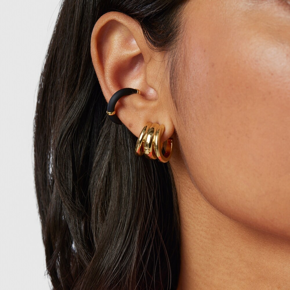 Czarna nausznica wykonana ze srebra vermeil TOUS Beach Caucho