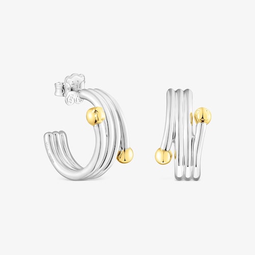 Brincos aro triplo Beach em prata e prata vermeil