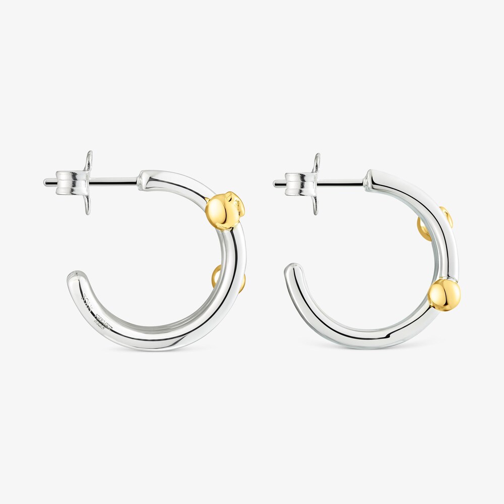 Pendientes aro triple plata con ba&ntilde;o de oro 18 kt sobre plata Beach