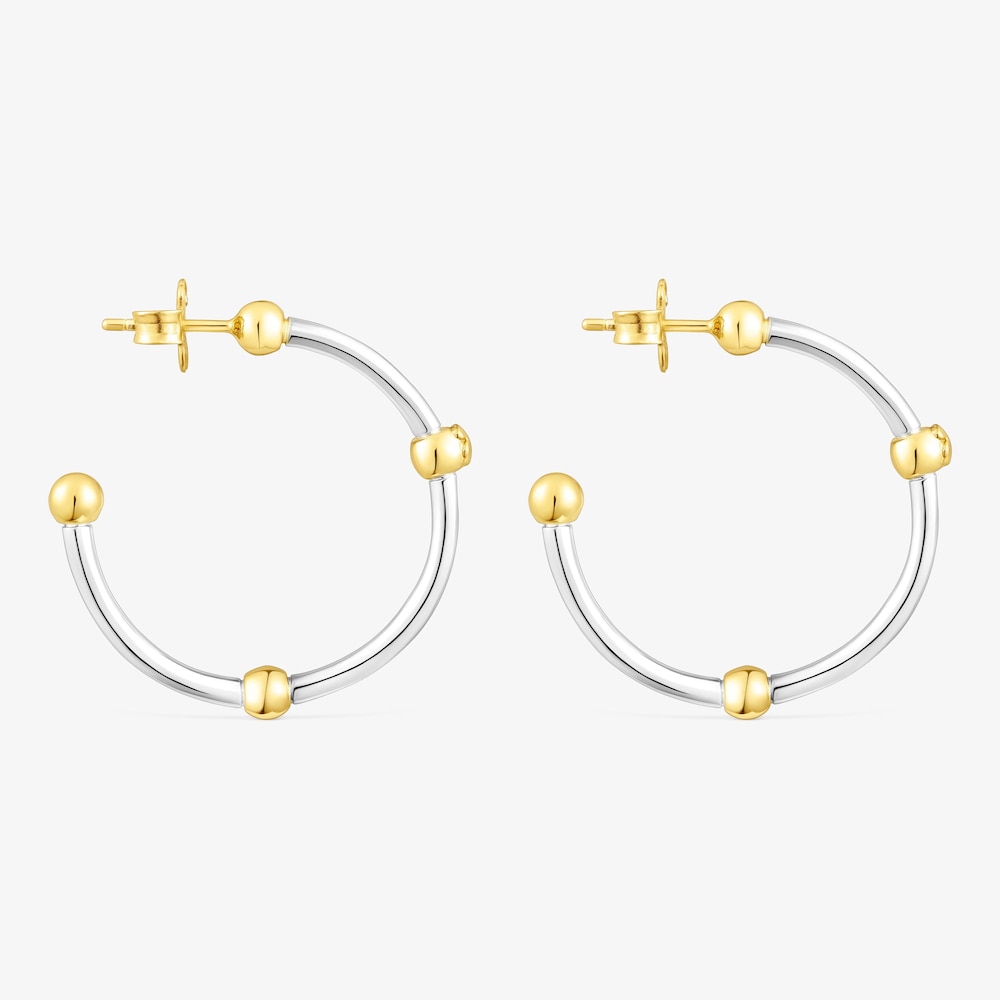 Brincos aro Beach em prata e prata vermeil