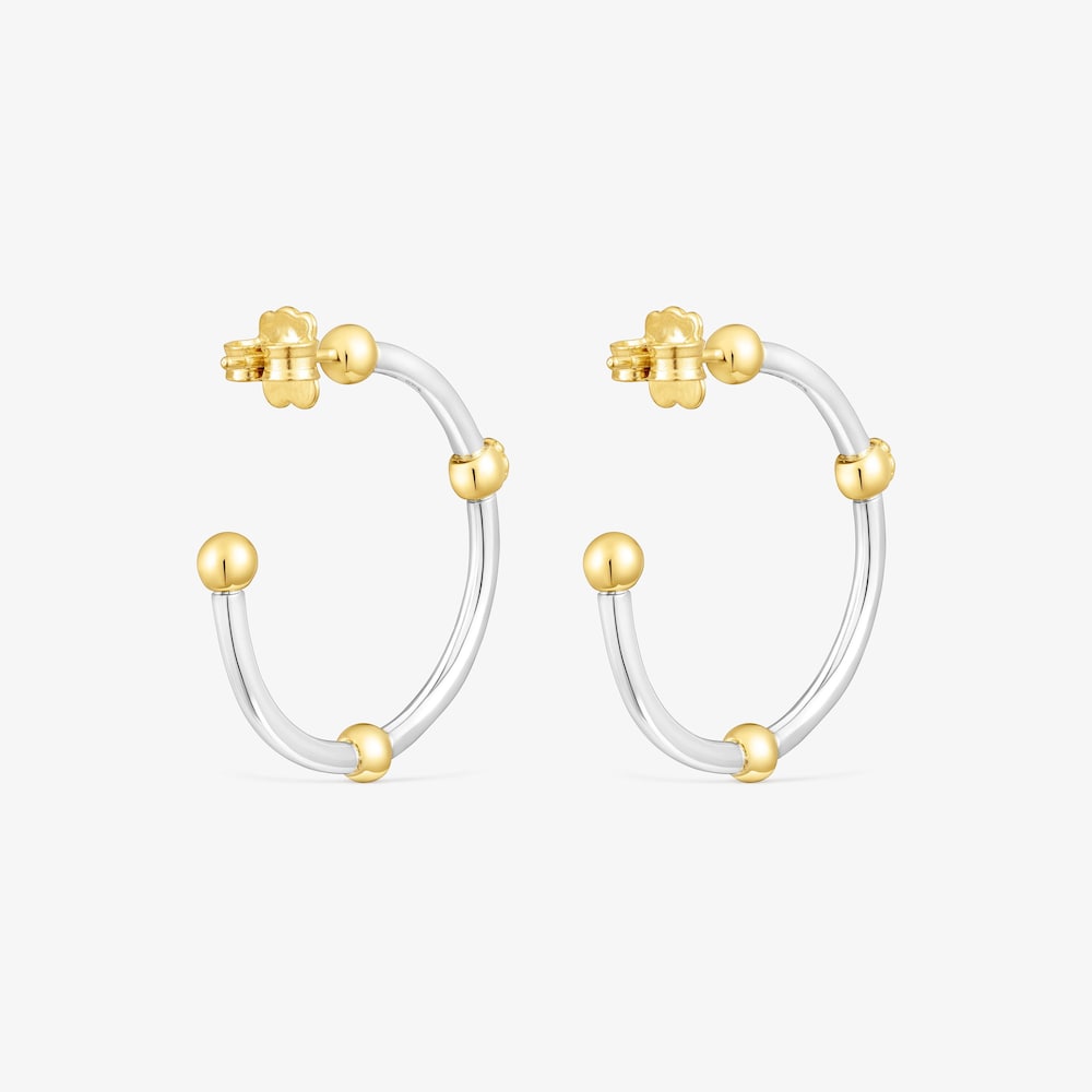 Brincos aro Beach em prata e prata vermeil