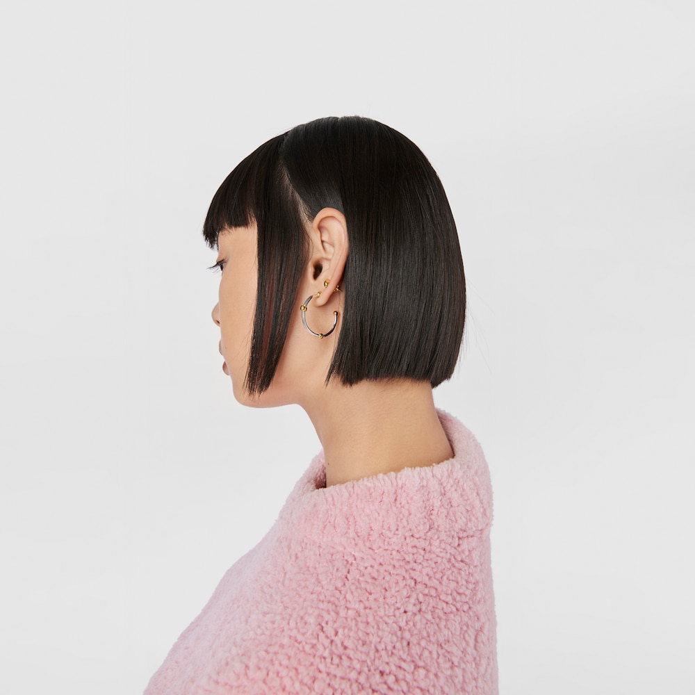 Brincos aro Beach em prata e prata vermeil