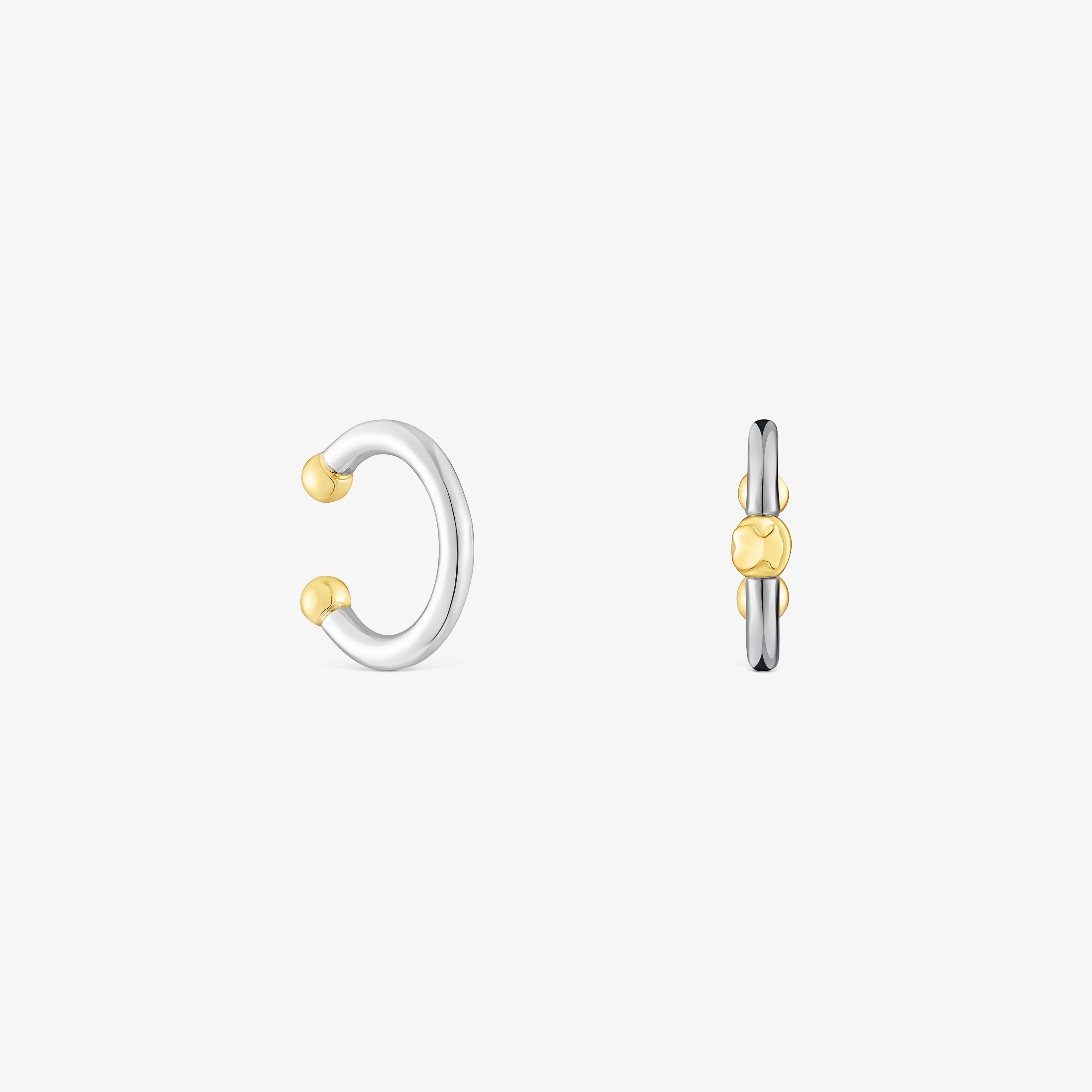 Set of dark silver and silver vermeil Beach Earcuffs