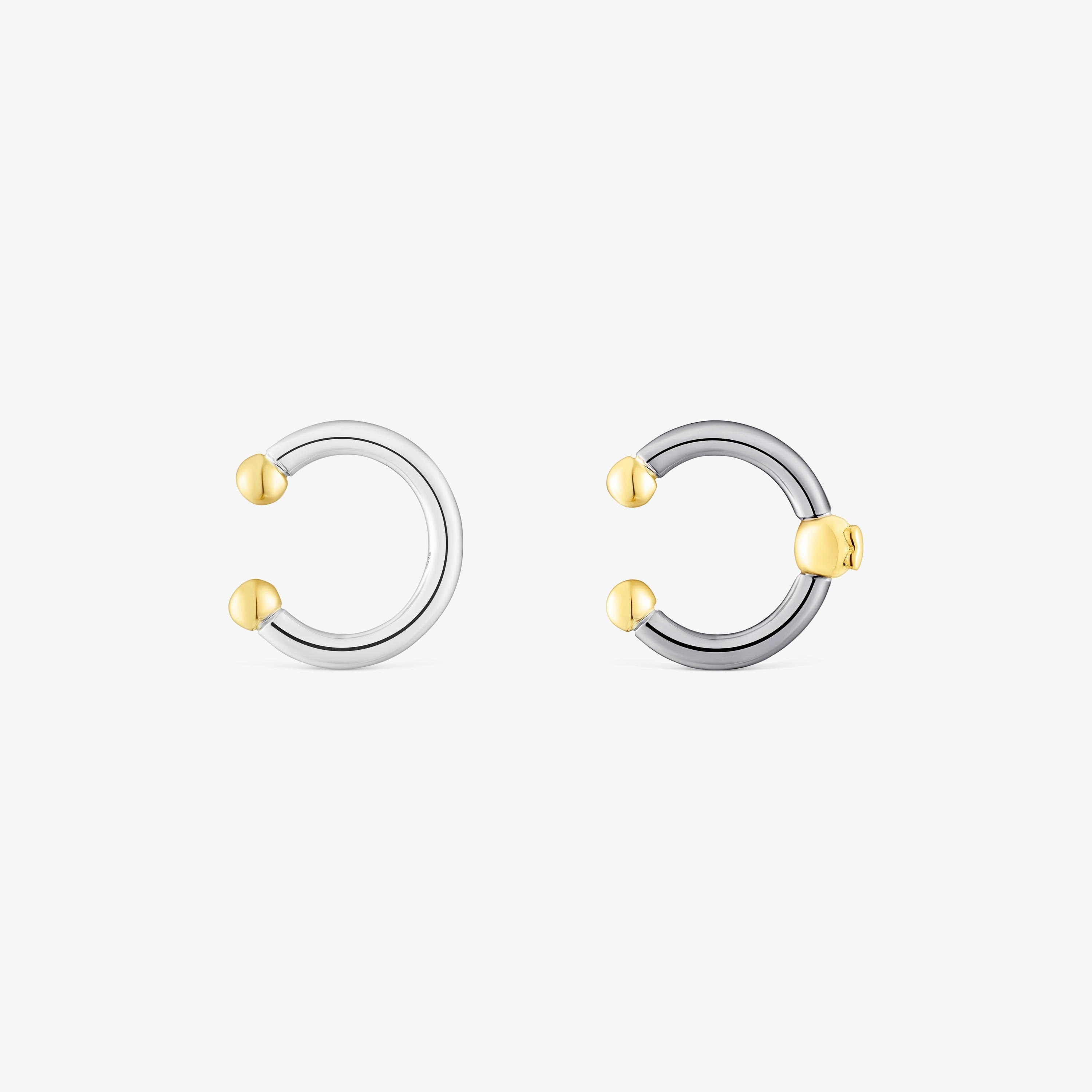 Set of dark silver and silver vermeil Beach Earcuffs