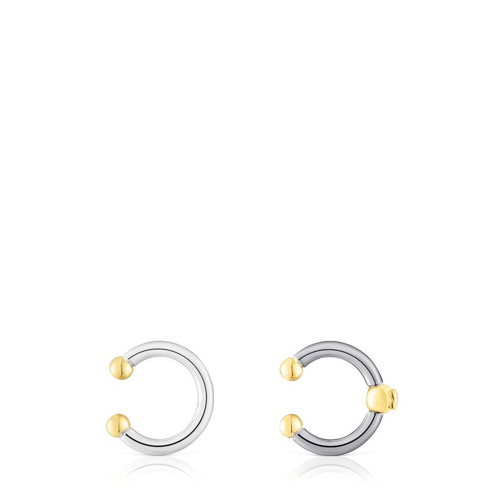 Pack de Earcuffs de dark silver con baño de oro 18 kt sobre plata St Tropez image number 1