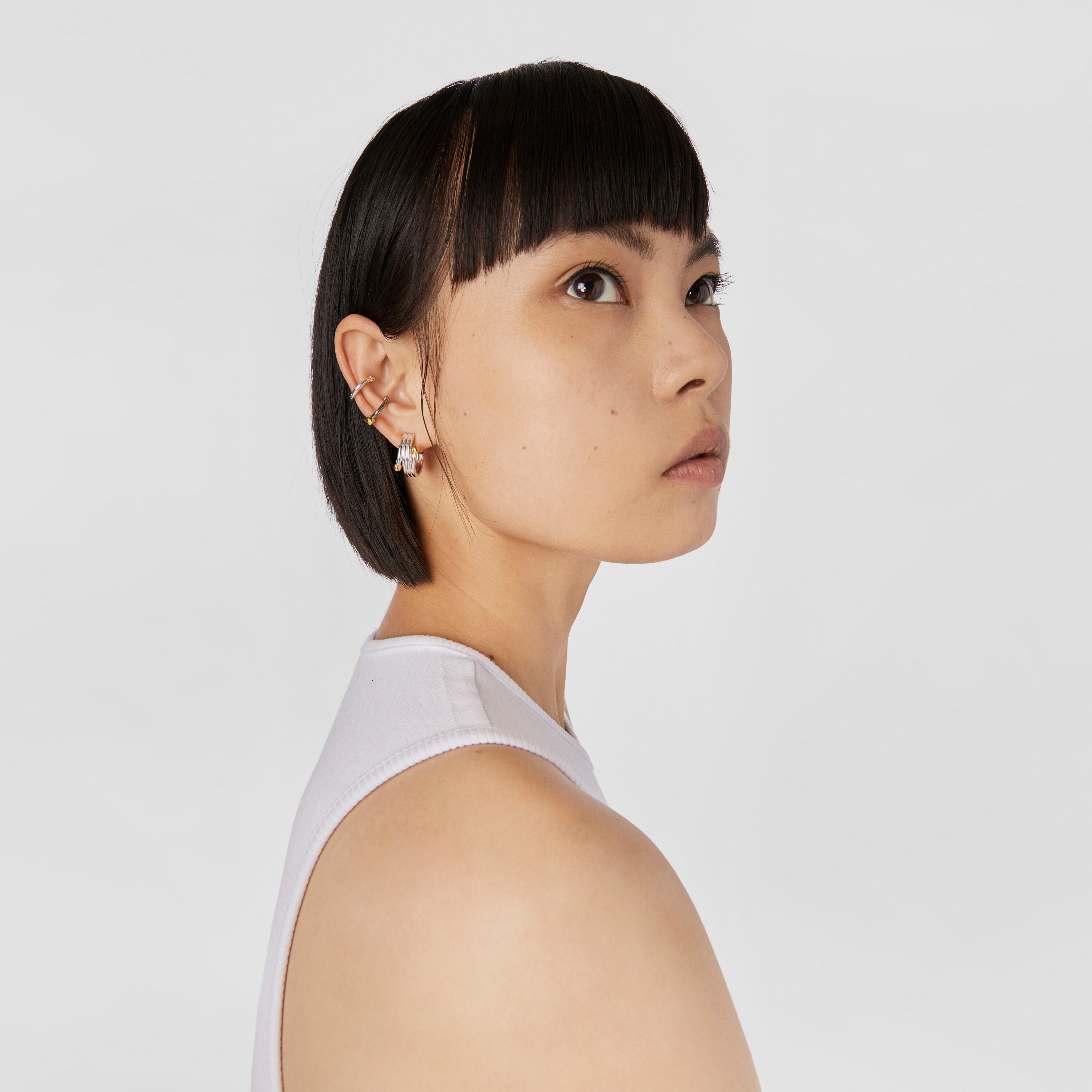 Set of dark silver and silver vermeil Beach Earcuffs