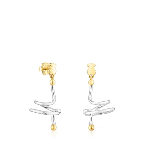 Pendientes espiral bicolor con oso Beach image number 0