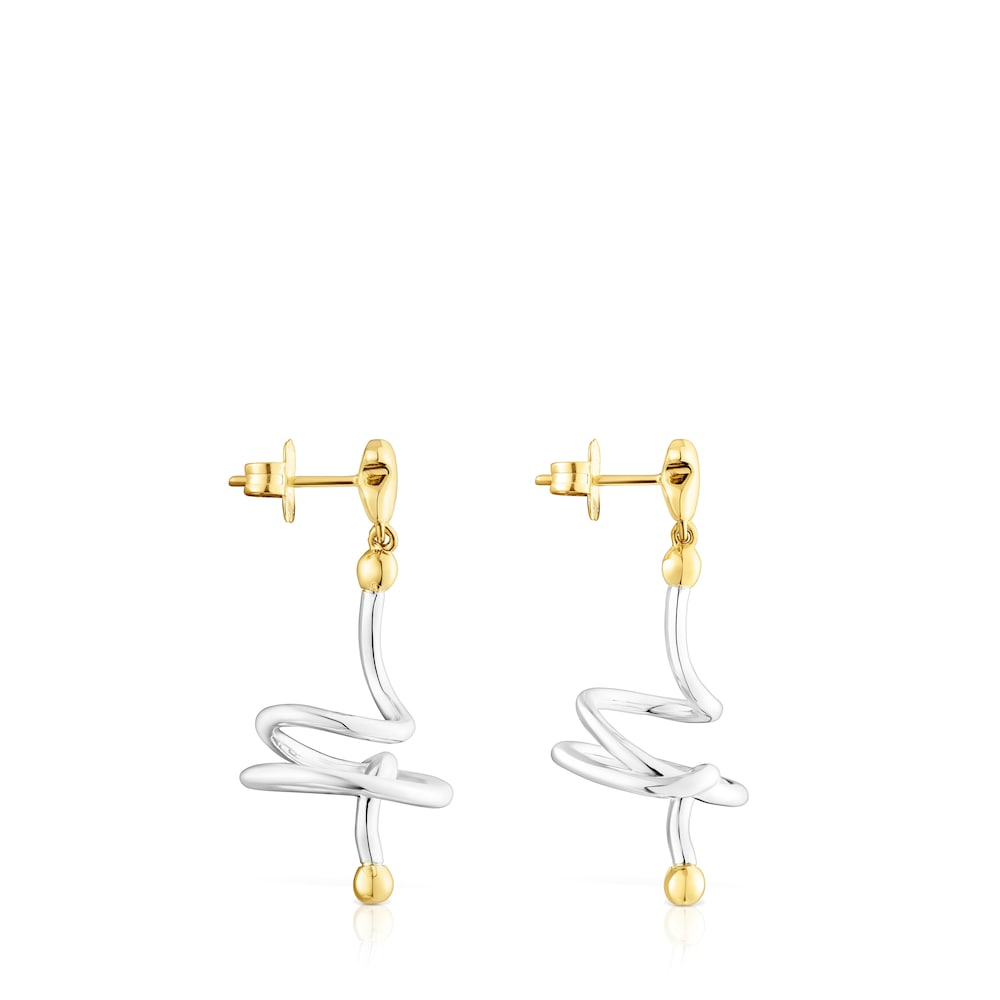 Pendientes espiral bicolor con oso St Tropez image number 1