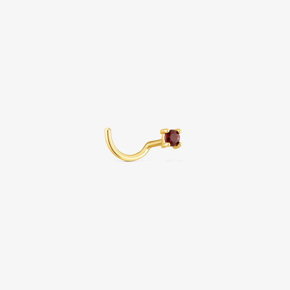 Gold-colored IP&nbsp;steel and garnet Beach Nose piercing