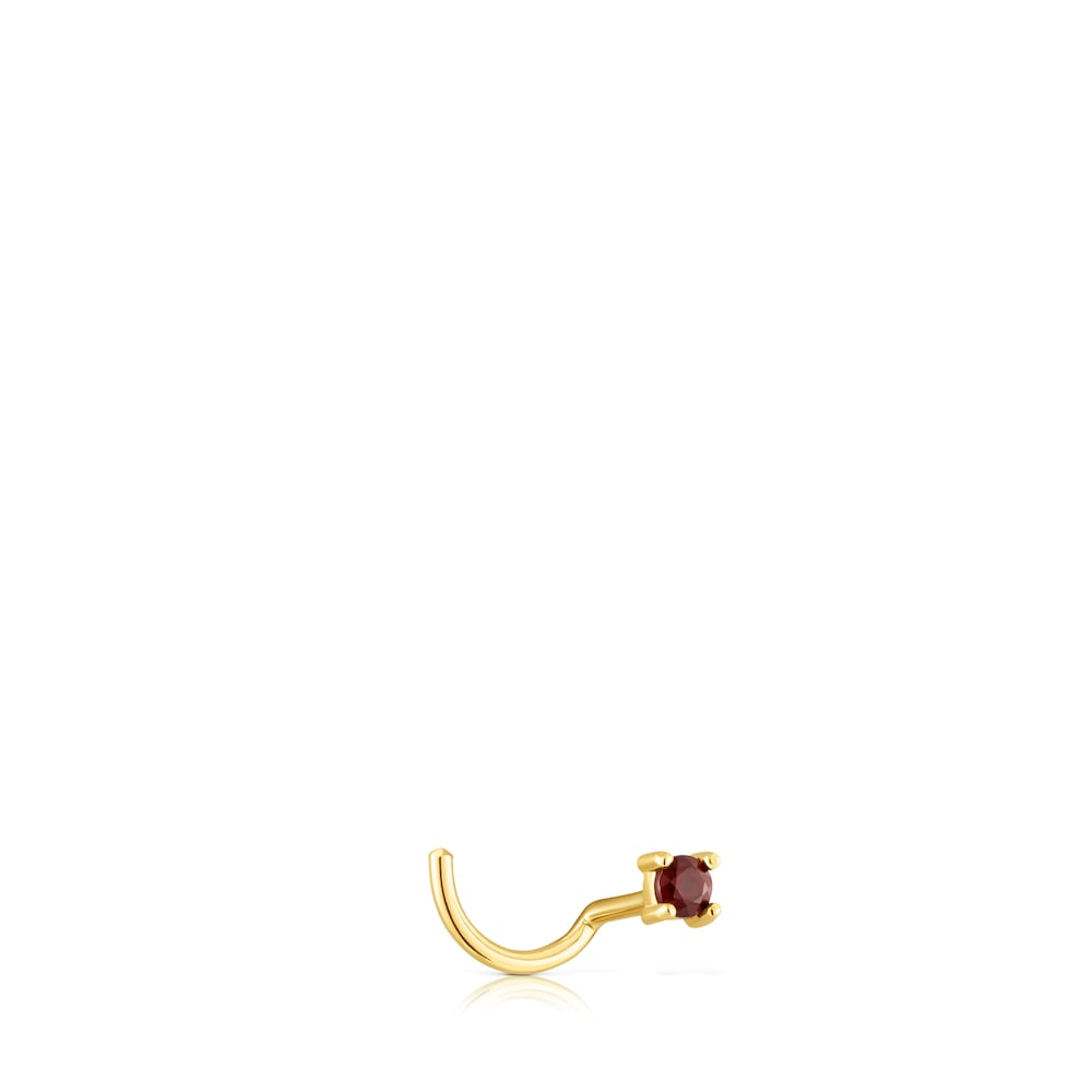 Gold-colored IP steel and garnet St Tropez Nose piercing