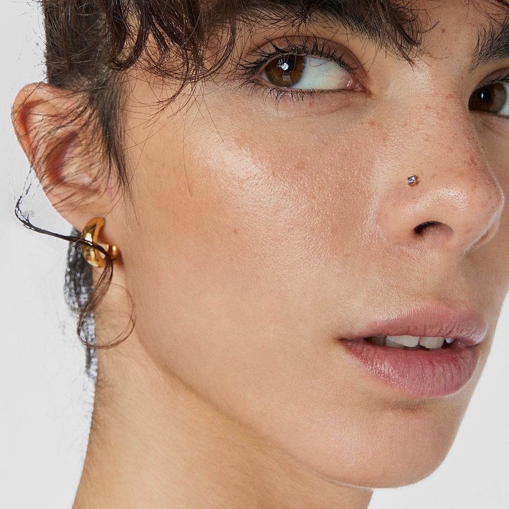 Piercing de nariz de acero IP dorado y iolita Beach