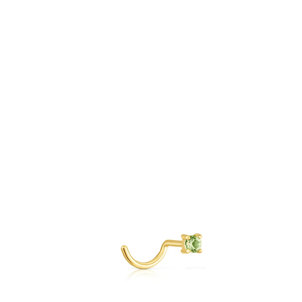 Piercing de nariz de acero IP dorado y peridoto St Tropez image number 1