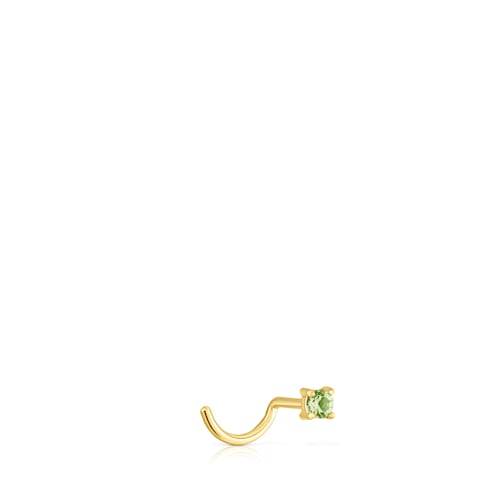 Gold-colored IP steel and garnet and peridot St Tropez Nose piercing