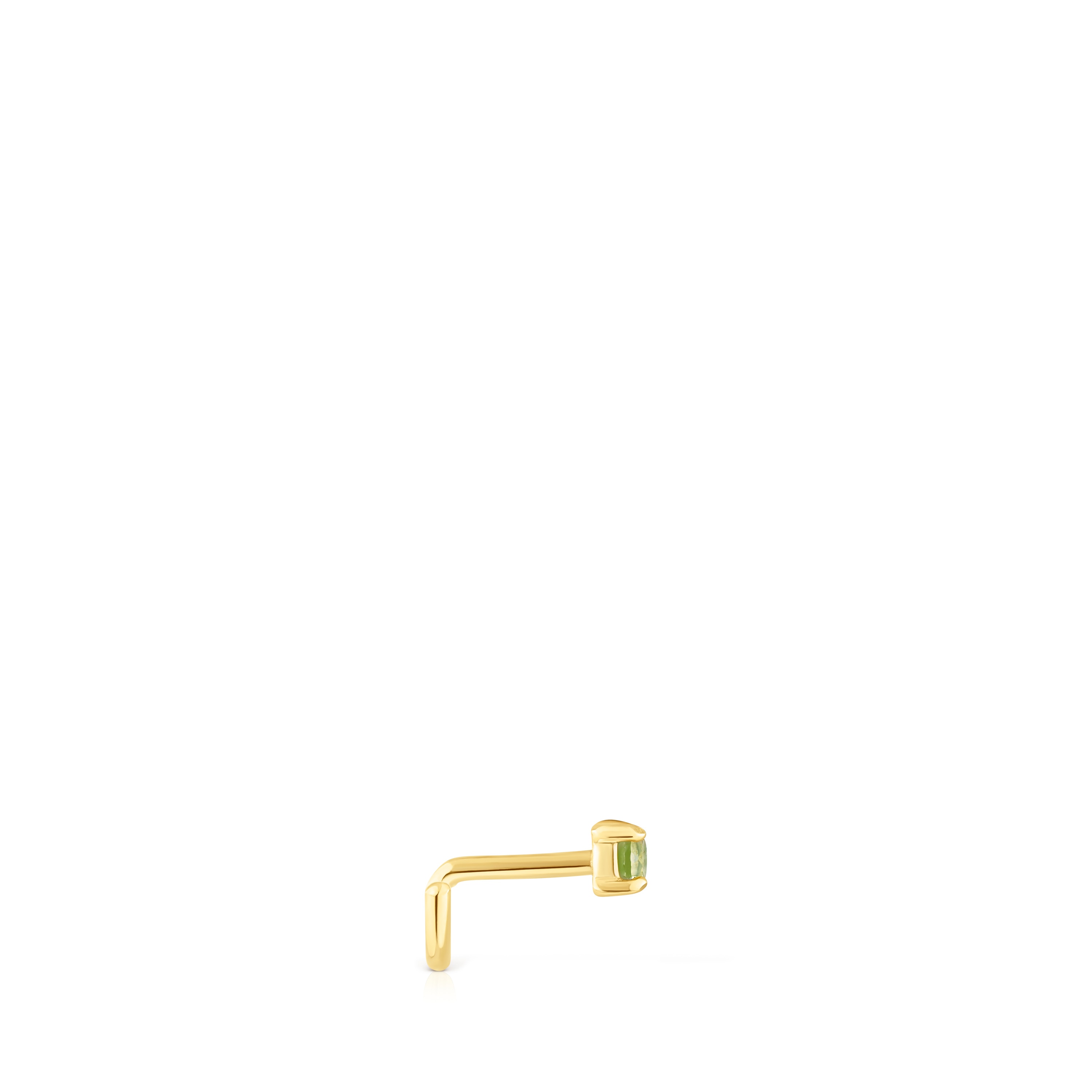 Gold-colored IP steel and garnet and peridot Beach Nose piercing