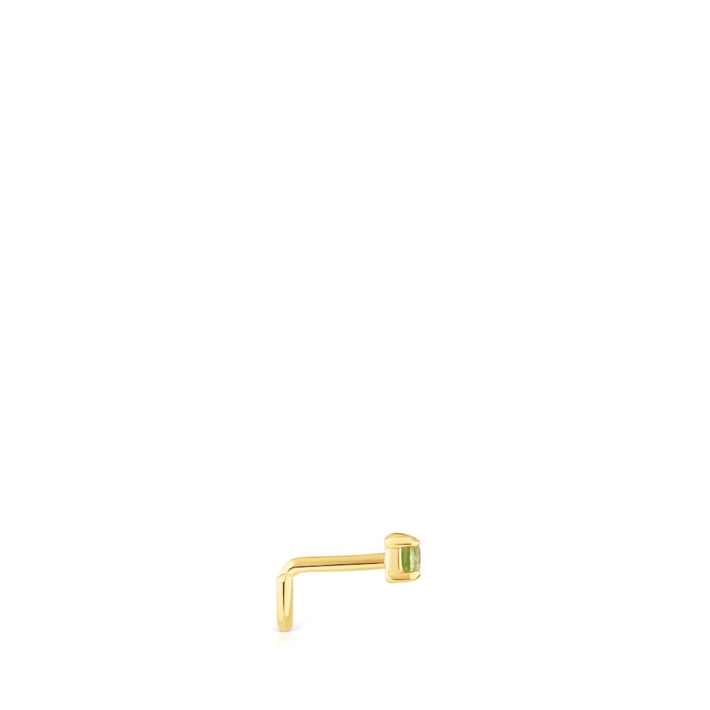 Piercing de nariz de acero IP dorado y peridoto St Tropez image number 2