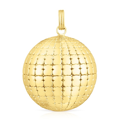 Silver vermeil St Tropez Disco bear ball Pendant 30 mm