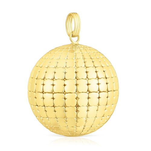 Silver vermeil St Tropez Disco bear ball Pendant 30 mm