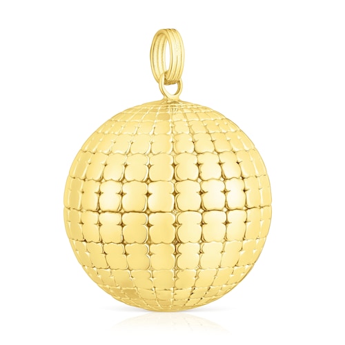 Silver vermeil St Tropez Disco bear ball Pendant 30 mm