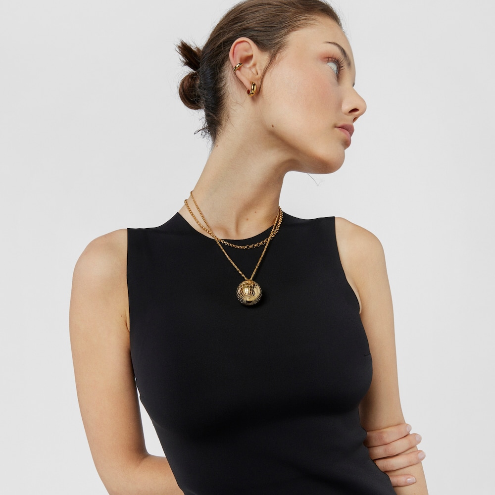 Wisiorek wykonany ze srebra vermeil TOUS Beach Disco z kulką z misiem, o długości 30&nbsp;mm