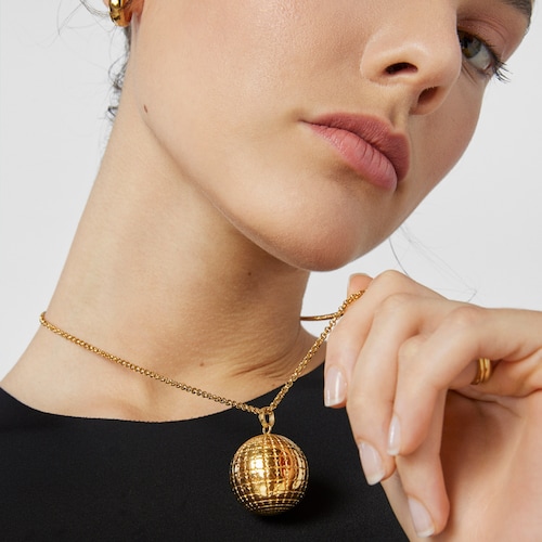 Silver vermeil St Tropez Disco bear ball Pendant 30 mm