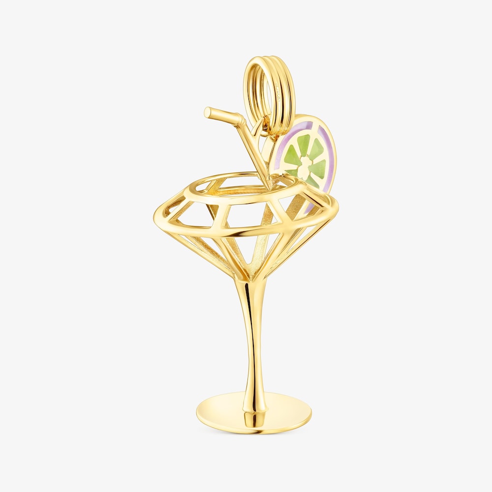 Colgante con ba&ntilde;o de oro 18 kt sobre plata 3D y esmaltado 33 mm TOUS Beach Cup